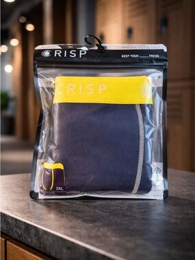 NWT CRISP Men’s Yellow Navy Boxer Briefs - Size 2XL